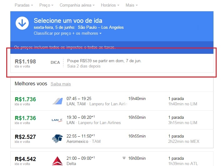Google Flights being awesome