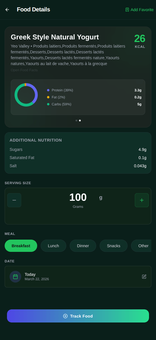 Musclog nutrition tracking with full macro breakdown